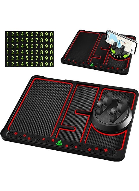 4 in 1 Non-Slip Phone Pad for Car, Ubitree Anti-Slip Car Phone Dashboard Pad Mat, 360° Rotation Dashboard Phone Holder Pad for Cell Phone, GPS, Sunglasses, Keychains and Coins