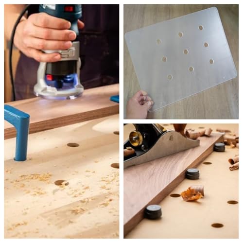 Colini 16 * 12''Transparent Acrylic Dog Hole Router Template Jig for Woodworking - 1/4'' Thick Precision Dog Hole Drilling Guide Board Template for Holding Bench Dogs, Cookies, Holdfasts - Image 4