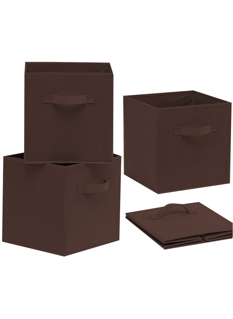 Generic Collapsible Fabric Storage Cubes Organizer, Set of 4 Home Foldable Collapsible Storage Box, Fabric Cubby Organizer Baskets with Dual Handles, Cube Storage Bins for Shelf, Home and Office  - Image 1