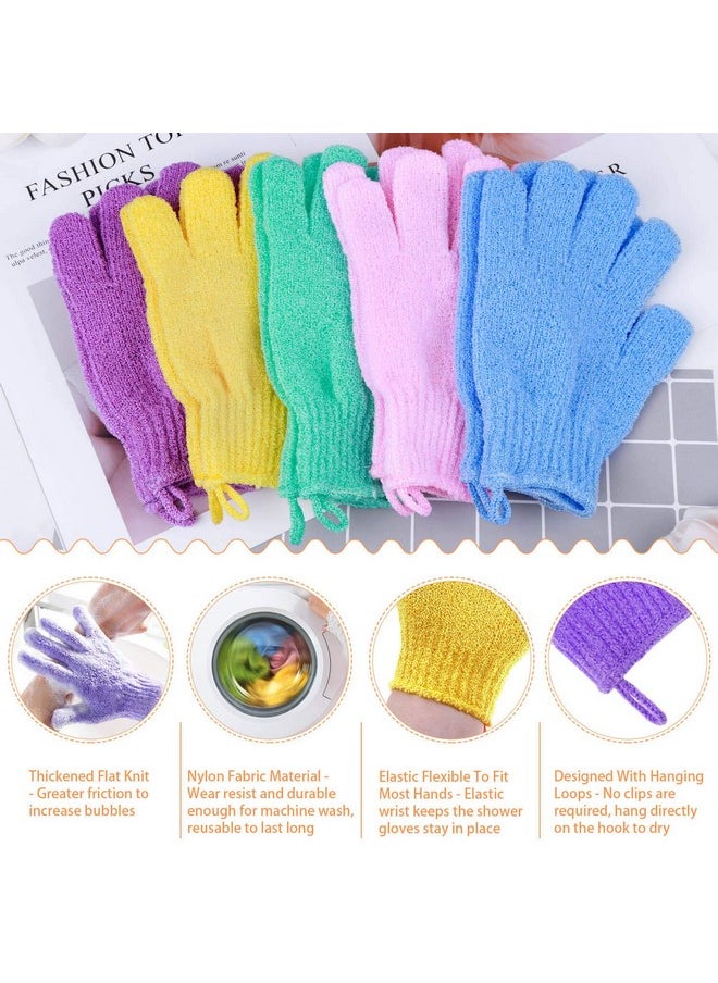 anezus Exfoliating Gloves 6 Pairs Shower Scrub Gloves Bath Loofah Glove Exfoliating For Women To Remove Dead Skin For Body Exfoliate (6 Colors)  - Image 4