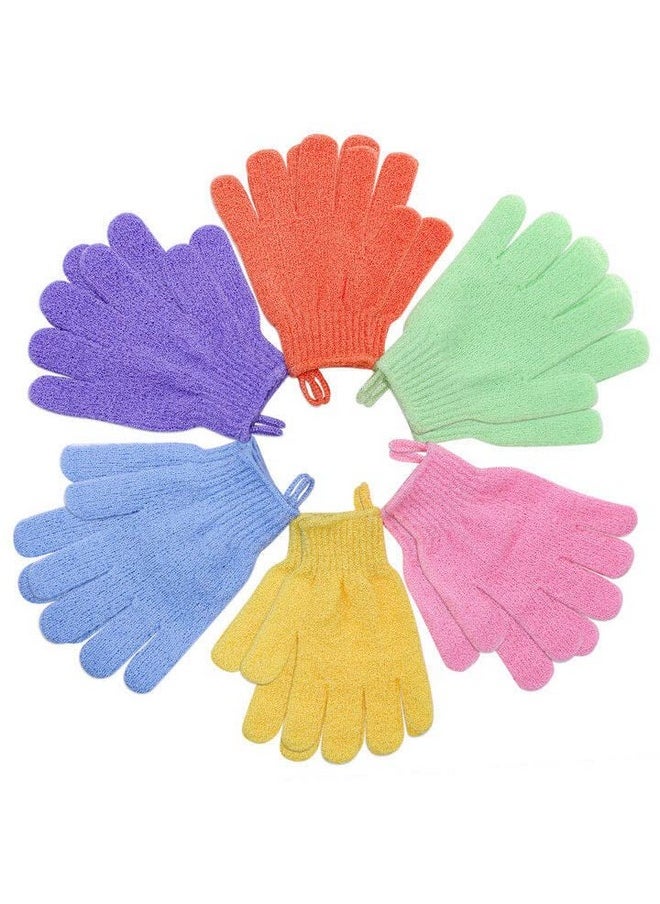 anezus Exfoliating Gloves 6 Pairs Shower Scrub Gloves Bath Loofah Glove Exfoliating For Women To Remove Dead Skin For Body Exfoliate (6 Colors)  - Image 2