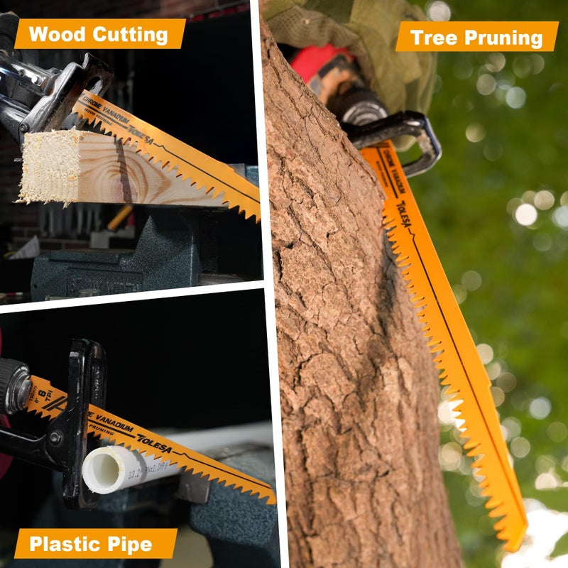 TOLESA CR-V 12 Inch Reciprocating Saw Blades 5 TPI (5 Pack), Wood Pruning Sawzall Blades for Tree Trimming Cutting - Image 3