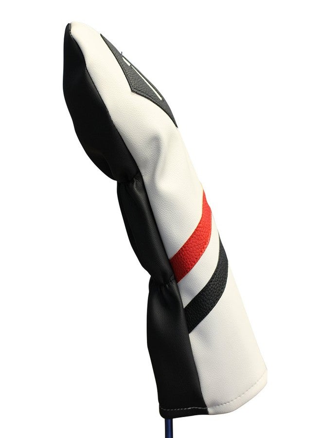 Majek Retro Golf Headcover White Red and Black Vintage Leather Style 1 Driver Head Cover Fits 460cc Drivers Classic Look - Image 5