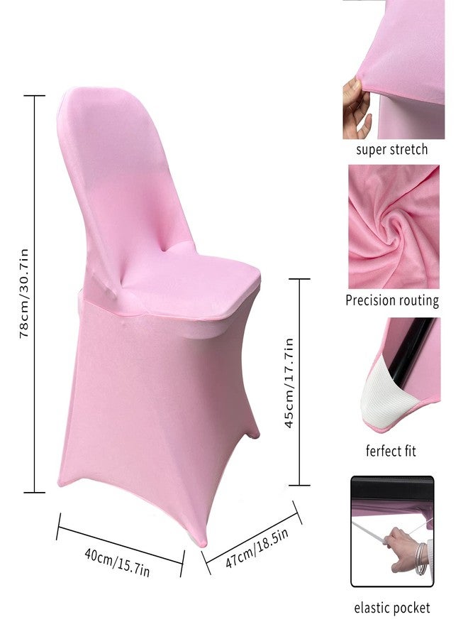 HAINARverS Folding Chair Covers for Wedding, 10pcs Stretch Spandex Washable Fabric Chair Cover, Decoration Chair Cover for Wedding, Party, Banquet, Birthday, Conference, Event(Pink, 10 PCS) - Image 3