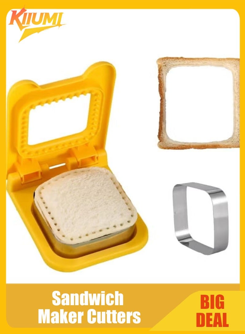 KIIUMI Uncrustable Sandwich Maker Cutters for Kids Lunch,Mini Cookie Cutter and Sealer - Image 1