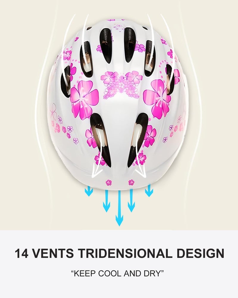 BeBeFun Girl Helmet for Bike,Kids Bike Pink Helmet for Girls Approximately Ages 3-10 Years Adjuastable and Multi-Sport, from Toddler to Kids CPSC Certicated - Image 3