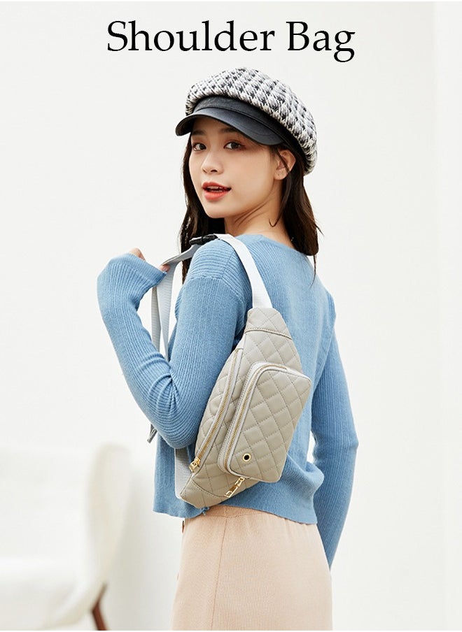 DUNISO - Crossbody Bag Waist Bag for Men and Women Waterproof Multipurpose Chest Shoulder Bag with Buckle Everyday Carry Bag Sling Bag for Travel Work Sports Gray Pack - Image 1
