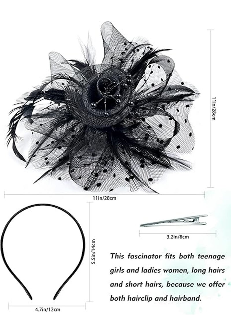 اليدوية العروس شبكة الشعر اكسسوارات حفل الزفاف صورة قبعة الرأس الأسود، هالوين سحر قبعة للنساء حفل الشاي ريشة الرأس ماردي غراس كوكتيل قبعة حفلات الزفاف - Image 4