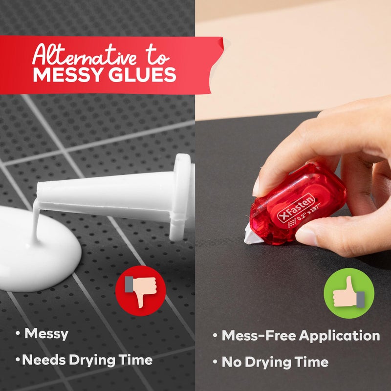 XFasten Mini Japan Dots Adhesive Roller .20-Inx197-In (985â€ Total) 8-Pack, Red Scrapbook Adhesive Tape Glue Roller Runner, Photo Tape for Scrapbooking-XFasten - Image 5