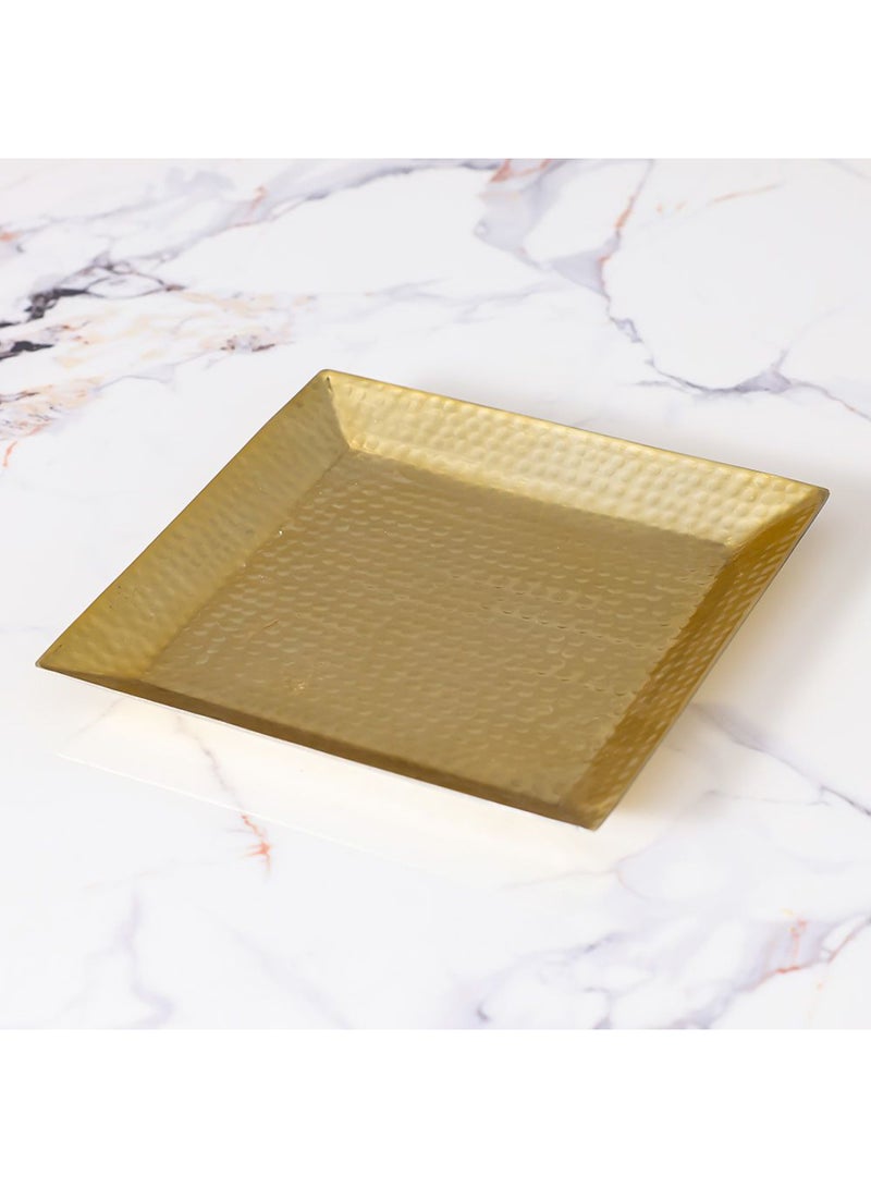 DANUBE HOME Avalon Square Serving Tray for Kitchen, Dining & Parties – Elegant Melamine Tray for Snacks, Tea, Coffee, Breakfast, Appetizers & Home Décor L25XW25XH2 Cm Gold - Image 1