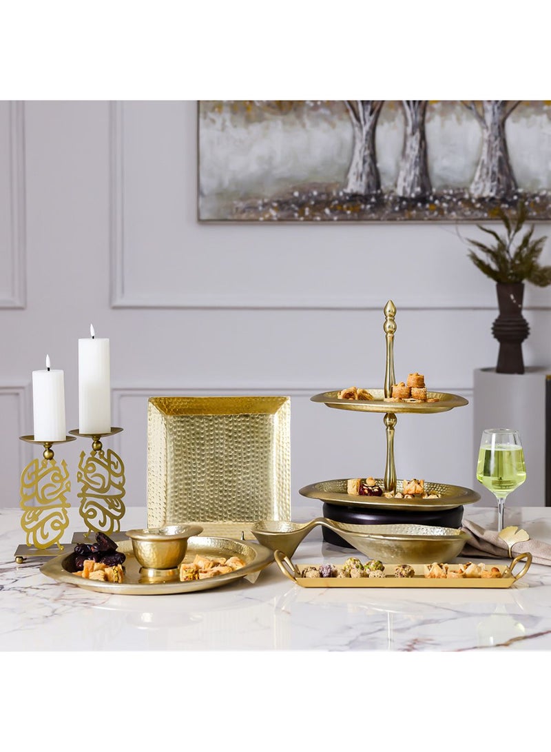 DANUBE HOME Avalon Square Serving Tray for Kitchen, Dining & Parties – Elegant Melamine Tray for Snacks, Tea, Coffee, Breakfast, Appetizers & Home Décor L25XW25XH2 Cm Gold - Image 4