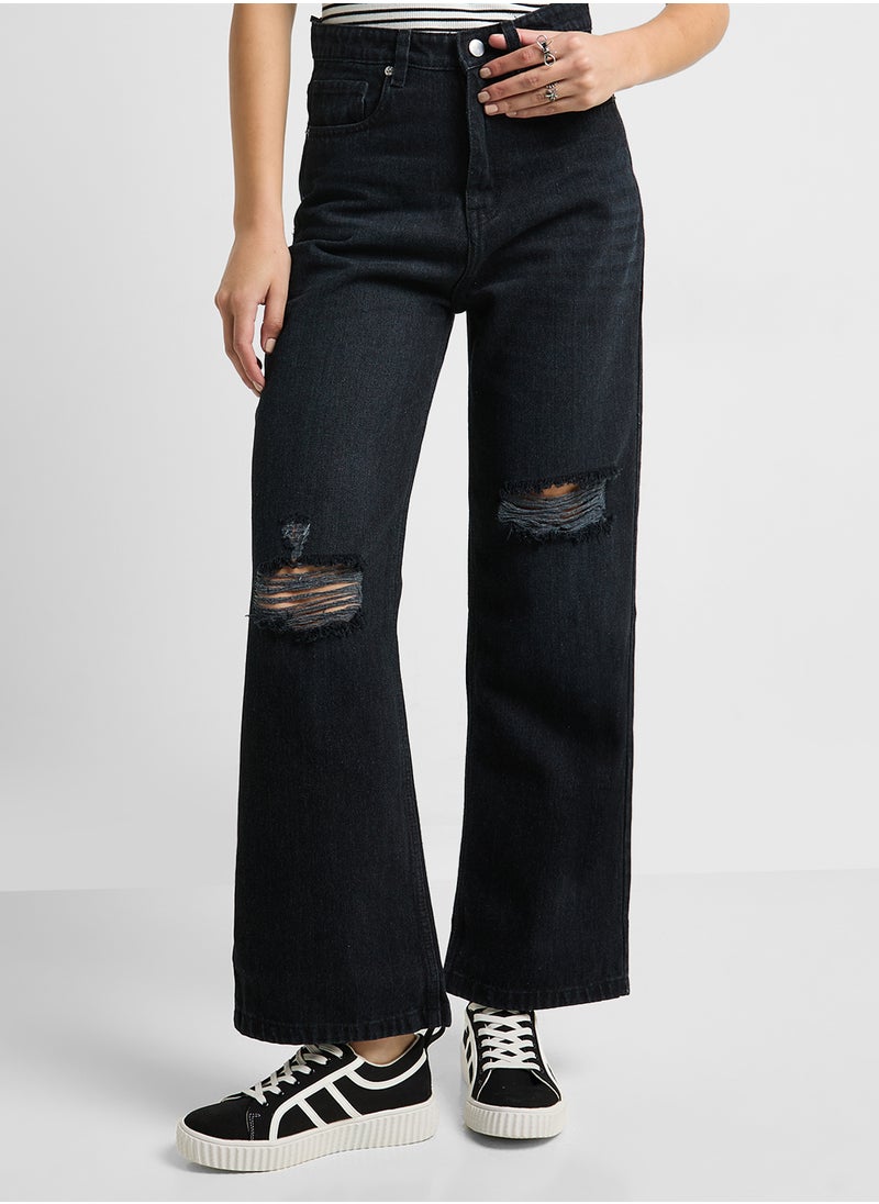 Ginger High Rise Distressed Wide Leg Jeans  - Image 1