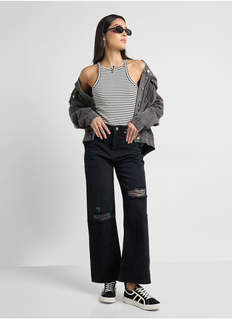 Ginger High Rise Distressed Wide Leg Jeans  - Image 2