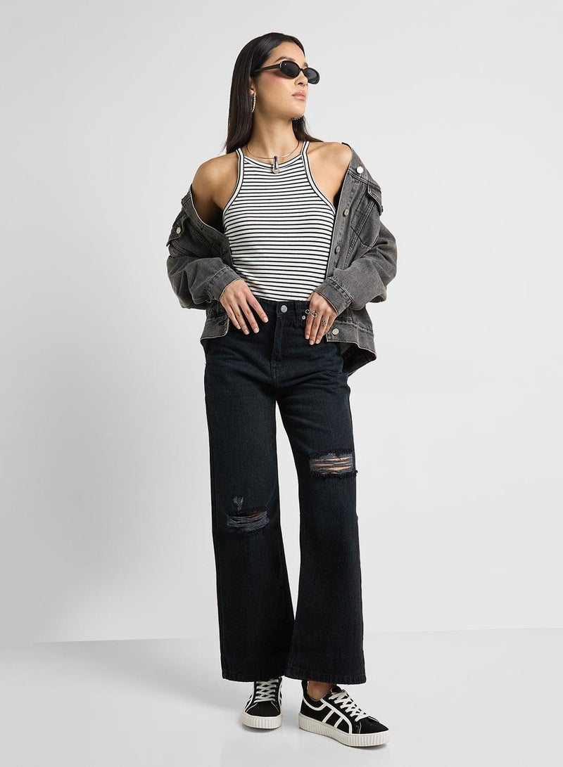 Ginger High Rise Distressed Wide Leg Jeans - Image 3