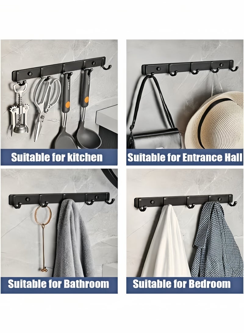 HQ-GAMING Wall Hanger With 5 Hooks Wall Mounted Coat Rack Heavy Duty Metal Coat Hook Rail  Towel Hook Wall Hooks Bathroom Shower Hooks for Coat Hat Towel Purse Robes Mudroom Bathroom Entryway Black - Image 5