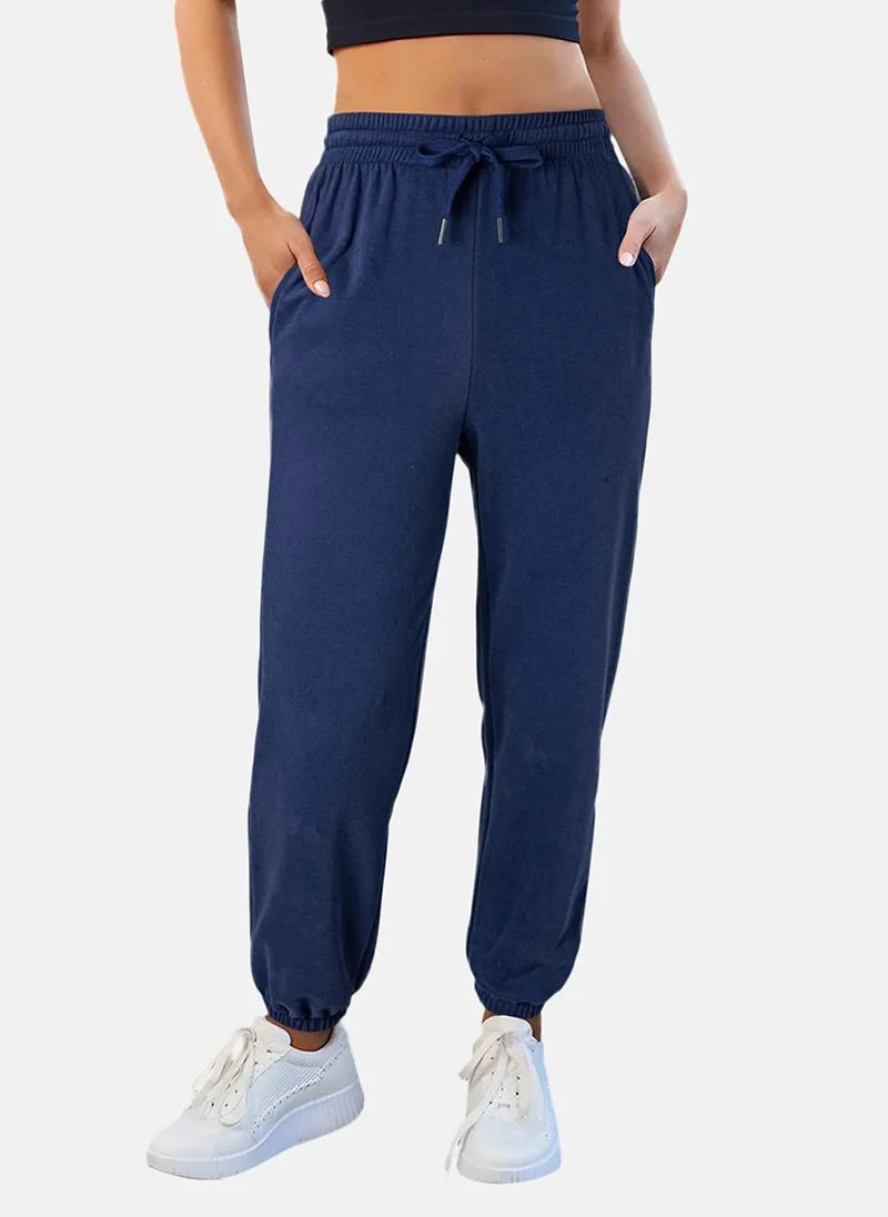 YUNIQEE Blue Plain Jogger Trouser