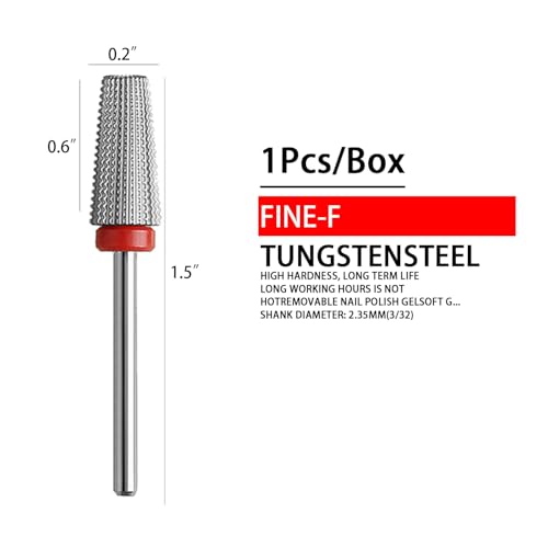 ERUIKA Nail Drill Bits 5 in 1 Carbide Rotary Bit 3/32" Shank Nail Cutter,Left and Right Handed Acrylic or Hard Gel Remover (F) - Image 4
