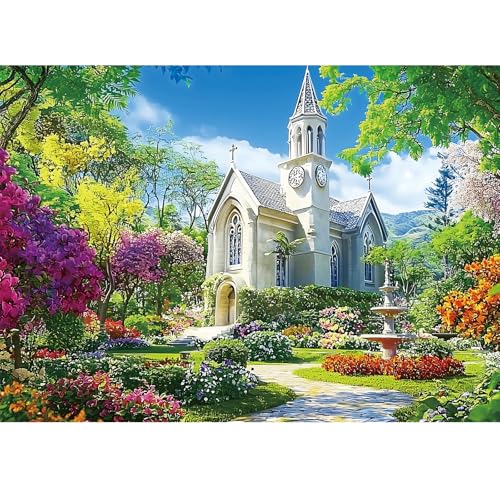 Edsjegn 1000 Piece Puzzle for AdultsLittle Chapel PuzzlesBeautiful Garden Countryside Jigsaw Puzzles 1000 PiecesFun Christian Puzzle for Adults Kids SeniorsChallenging Family Game Great Gift Idea28x20 in - Image 1