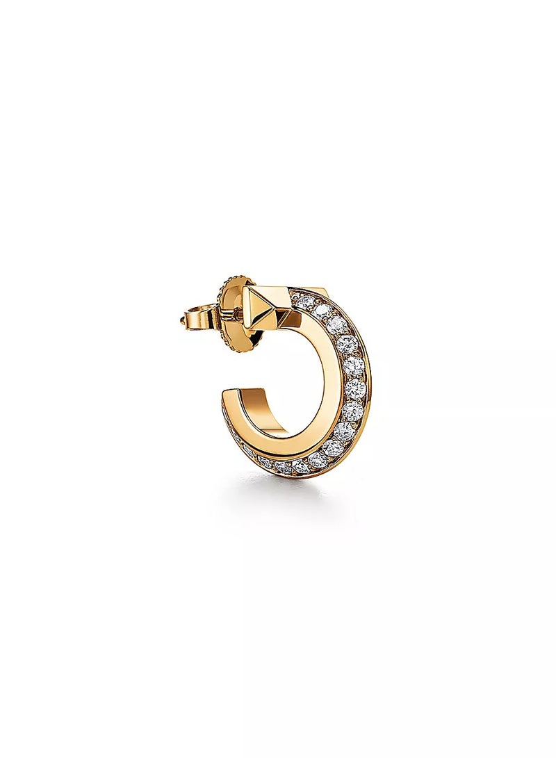 Tiffany & Co. Tiffany T T1 Hoop Earrings in Yellow Gold with Diamonds  - Image 3