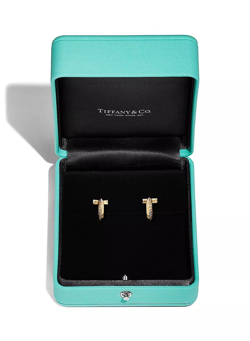 Tiffany & Co. Tiffany T T1 Hoop Earrings in Yellow Gold with Diamonds  - Image 5