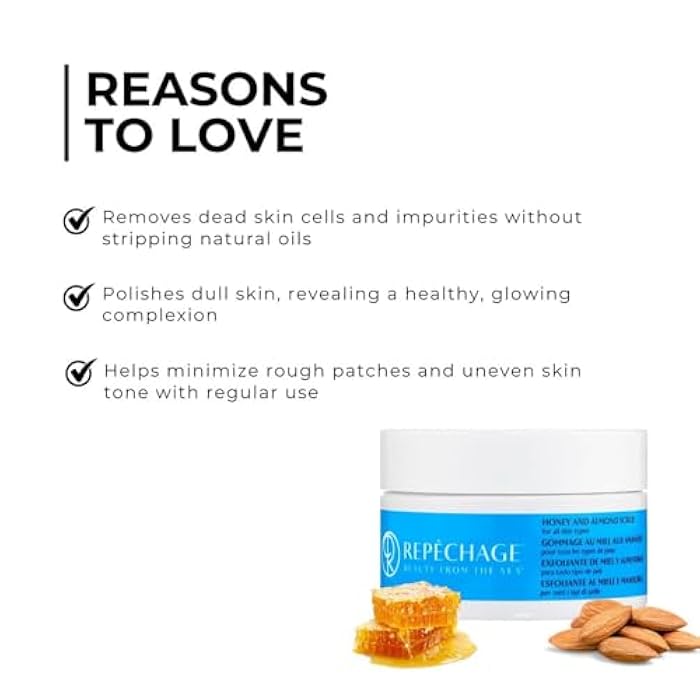 Repechage Honey and Almond Face Scrub For All Skin Types - Exfoliating Face Mask & Scrub Deeply Cleanses, Gentle Facial Exfoliator Helps Remove Blackheads & Unclog Pores, Softens Skin, 125mL / 0.5 oz. - Image 3