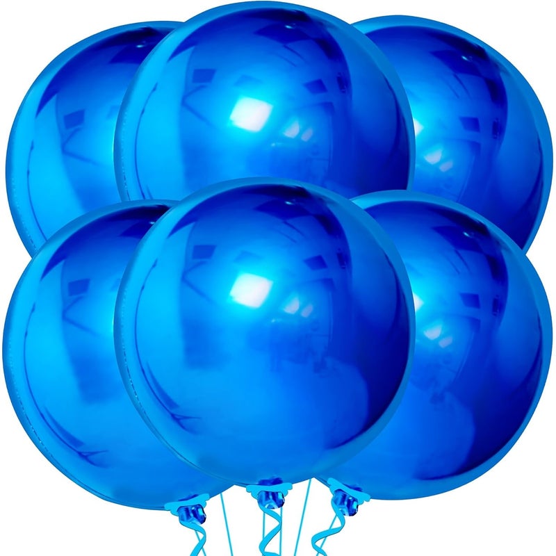 Royal Blue Metallic Film Balloons 6pcs for Eid Decorations Birthday Party Gender Reveal Baby Shower Underwater Theme - Image 3