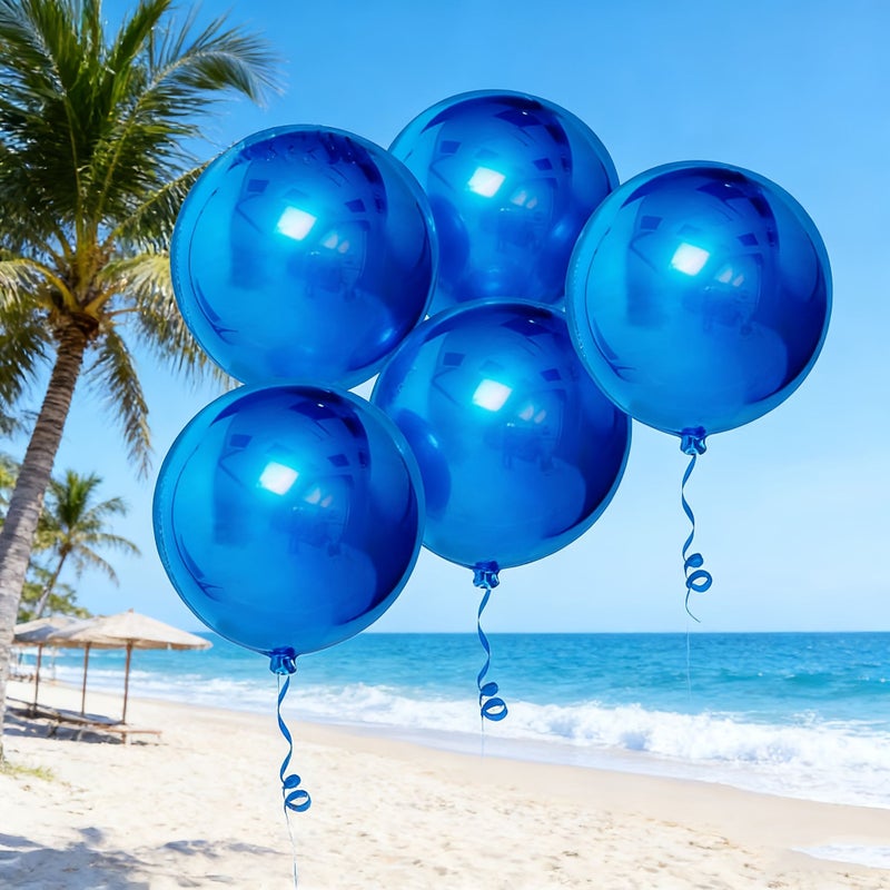 Royal Blue Metallic Film Balloons 6pcs for Eid Decorations Birthday Party Gender Reveal Baby Shower Underwater Theme - Image 1