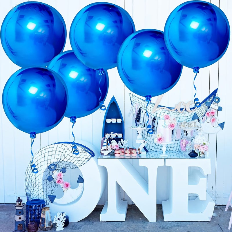 Royal Blue Metallic Film Balloons 6pcs for Eid Decorations Birthday Party Gender Reveal Baby Shower Underwater Theme - Image 4