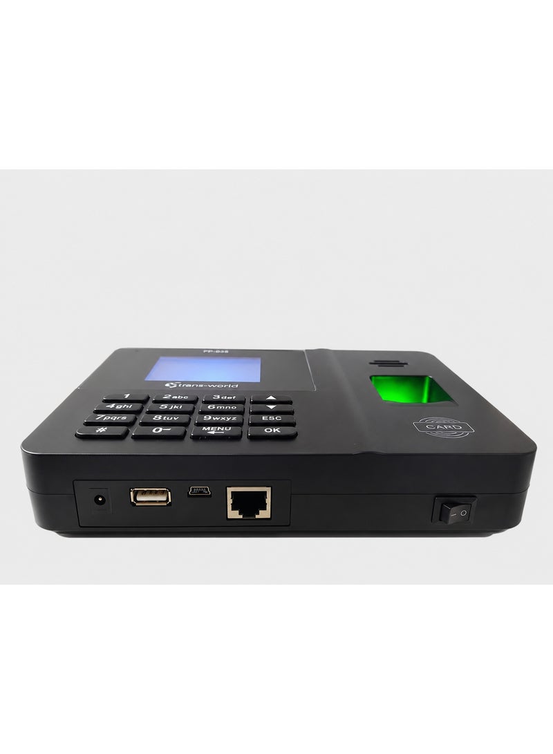 Trans-World ماكينة حضور وانصراف بالبصمة والكارت FP035 - ذاكرة 63,999 حركة وبطارية طوارئ وشاشة 2.8 بوصة - Image 4