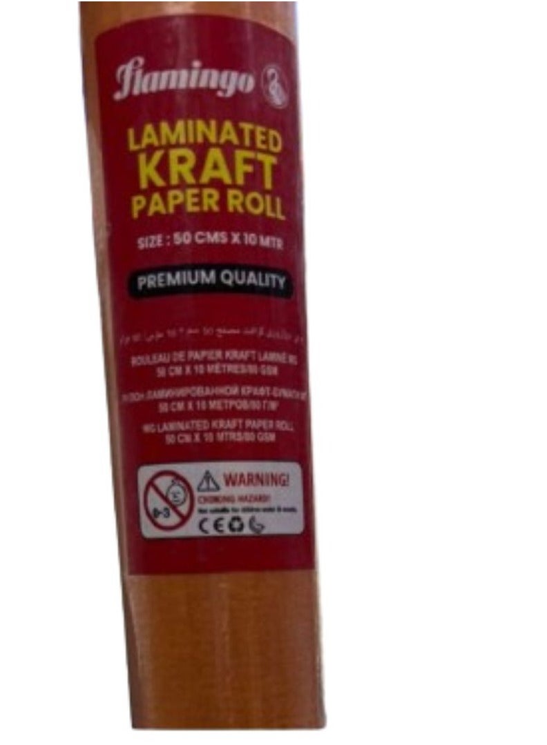 Flamingo Laminated Kraft Paper Roll 50cm×10meter Orange Colour - Image 3