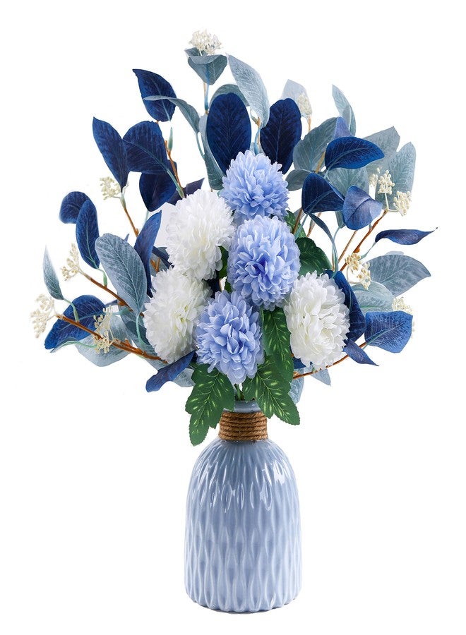 MOOMASS Artificial Flowers with vases, Fake Hydrangea with Eucalyptus Bouquet Combination, Living Room Family Banquet Party Wedding Decoration… - Image 1