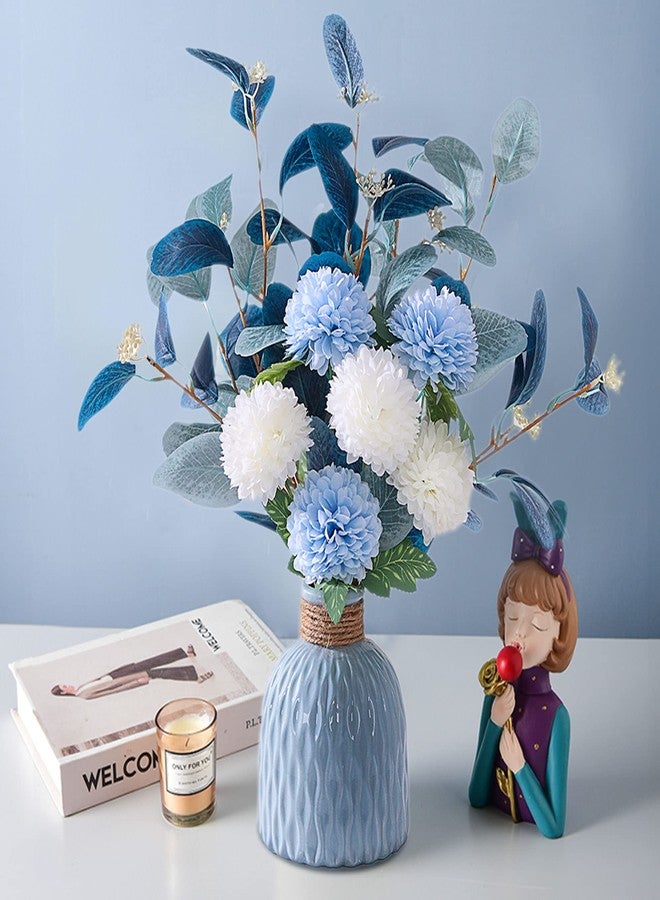 MOOMASS Artificial Flowers with vases, Fake Hydrangea with Eucalyptus Bouquet Combination, Living Room Family Banquet Party Wedding Decoration… - Image 3