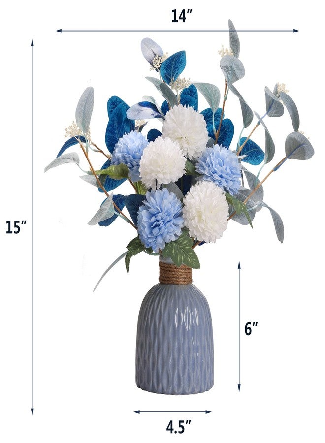 MOOMASS Artificial Flowers with vases, Fake Hydrangea with Eucalyptus Bouquet Combination, Living Room Family Banquet Party Wedding Decoration… - Image 4