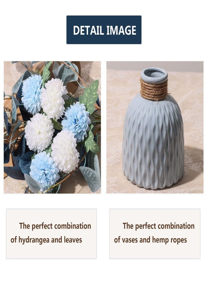 MOOMASS Artificial Flowers with vases, Fake Hydrangea with Eucalyptus Bouquet Combination, Living Room Family Banquet Party Wedding Decoration… - Image 5
