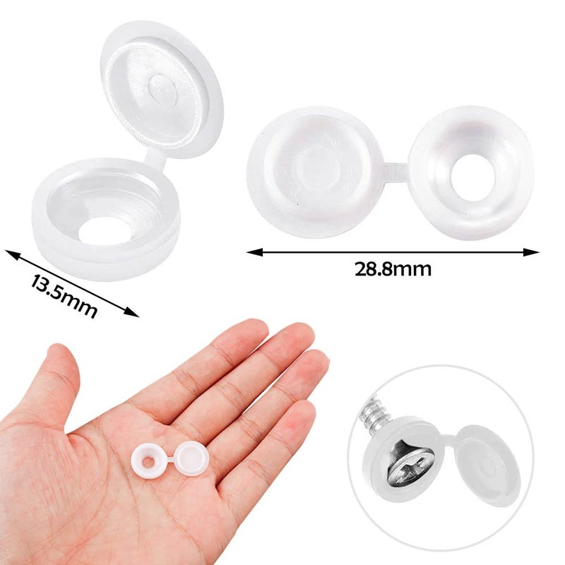 Generic Thboxes 100 Pcs Screw Cover Caps, 0.34 Inch Plastic Hinged Screw Covers, Snap on Replacement Screw Decorative Covers for M4 Screws（White)  - Image 2