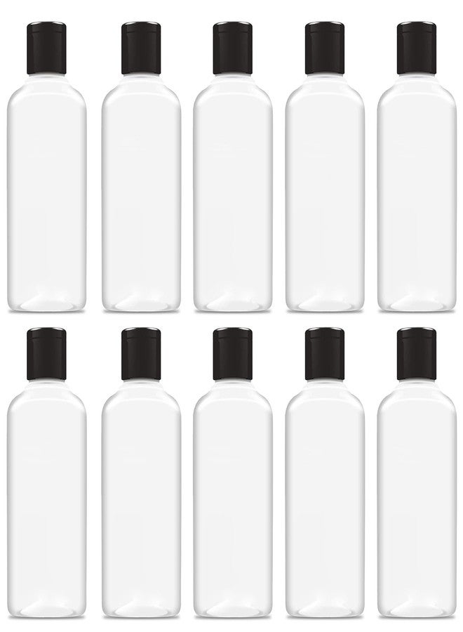 JOYUS 200ml Squeeze Bottle with Flip Top Cap, Empty BPA-Free Refillable Container For Shampoo, Lotions, Liquid Body Soap, Creams, Liquid Cosmetic Travel Size Transparent Bottle, Black Cap, Set of 10 - Image 1