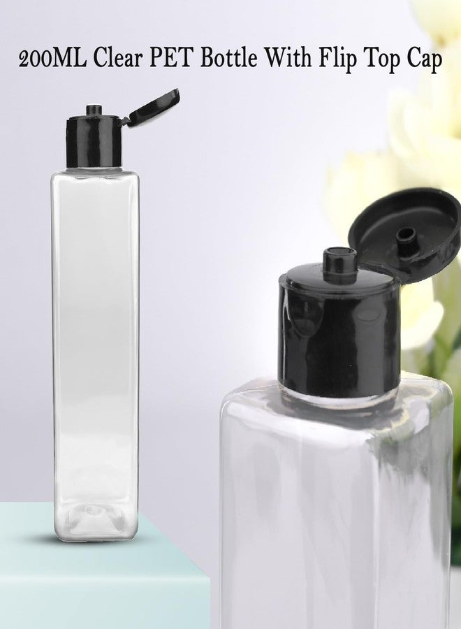 JOYUS 200ml Squeeze Bottle with Flip Top Cap, Empty BPA-Free Refillable Container For Shampoo, Lotions, Liquid Body Soap, Creams, Liquid Cosmetic Travel Size Transparent Bottle, Black Cap, Set of 10 - Image 3
