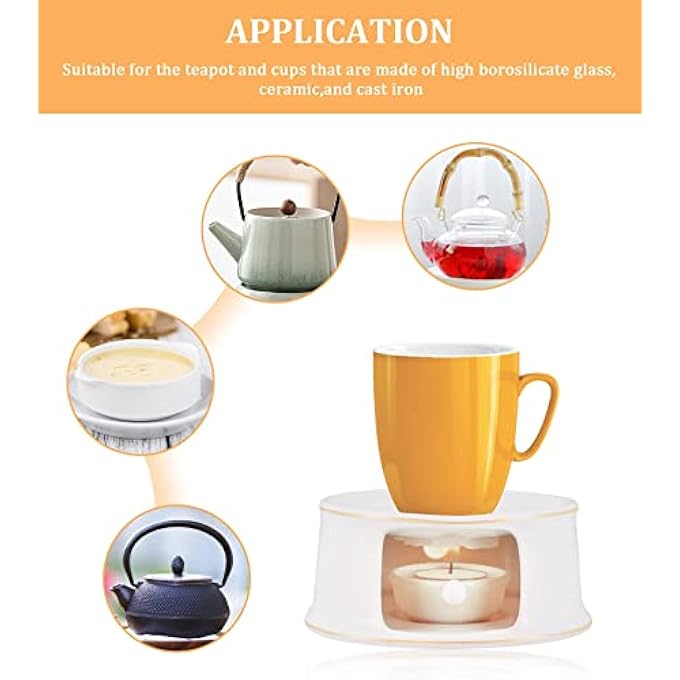 إكسفور سخان إبريق الشاي مع ملعقة لتسخين الشاي والقهوة والحليب، مناسب لأباريق الشاي الزجاجية والسيراميكية - Image 4