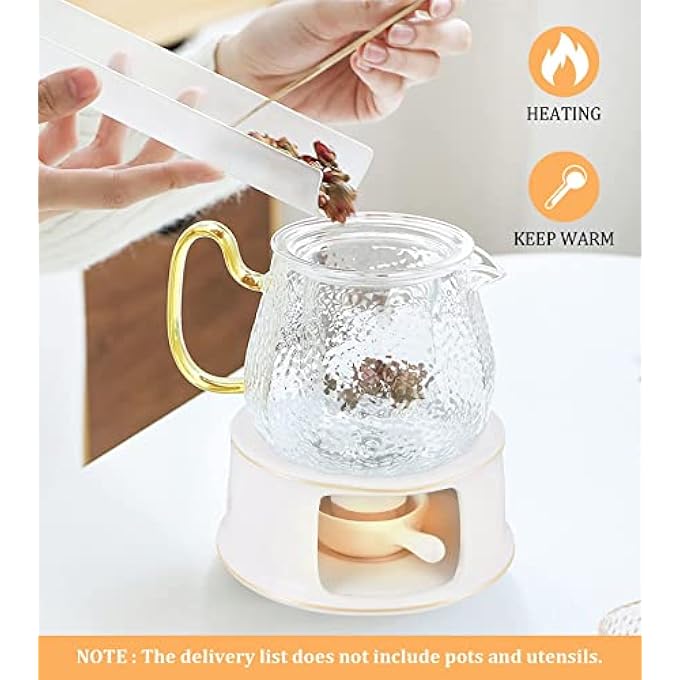 إكسفور سخان إبريق الشاي مع ملعقة لتسخين الشاي والقهوة والحليب، مناسب لأباريق الشاي الزجاجية والسيراميكية - Image 3