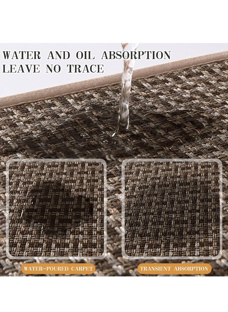 Sharpdo 2-Piece Kitchen Floor Mats Non-Slip, Woven Kitchen Floor Mats Absorb Water in Front of Sink, 45*120cm+45*70cm Durable Waterproof Washable Kitchen Floor Mats  - Image 3