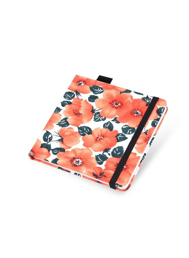 Qianshan Watercolor Sketchbook,5X5 Inch Portable Square Cloth Cover Notebook, 20 Sheets Watercolor Textured Drawing Papers, 300 Gsm Art Paper Sketchbook Orange Flower  - Image 2