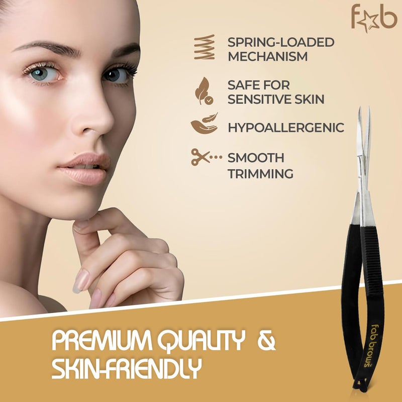 Fab Brows Soft Grip Eyebrow Trimmers | Brow Scissors for Women and Men | Precise & Sharp | Stainless Steel Tip Beauty Scissors | Eyebrow Grooming & Shaping | Brow Care | Eyelashes, Beard, & Nose Hair Trimmer - Image 2