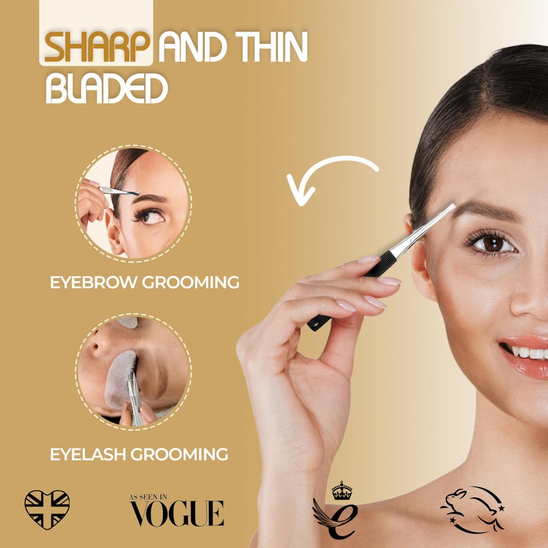 Fab Brows Soft Grip Eyebrow Trimmers | Brow Scissors for Women and Men | Precise & Sharp | Stainless Steel Tip Beauty Scissors | Eyebrow Grooming & Shaping | Brow Care | Eyelashes, Beard, & Nose Hair Trimmer - Image 5