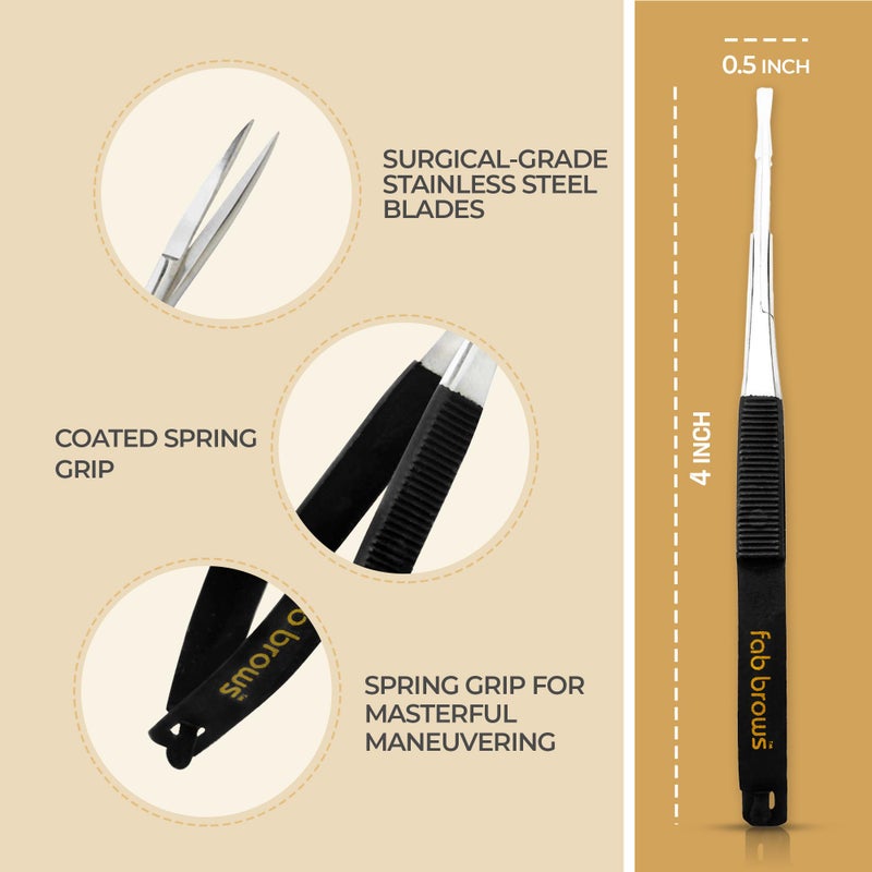 Fab Brows Soft Grip Eyebrow Trimmers | Brow Scissors for Women and Men | Precise & Sharp | Stainless Steel Tip Beauty Scissors | Eyebrow Grooming & Shaping | Brow Care | Eyelashes, Beard, & Nose Hair Trimmer - Image 3