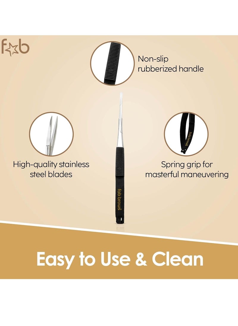 Fab Brows Soft Grip brow Trimmers | Brow Scissors for Women and Men | Precise & Sharp | Stainless Steel Tip Beauty Scissors | Eyebrow Grooming & Shaping | Brow Care | Eyelashes, Beard, & Nose Hair Trimmer  - Image 2