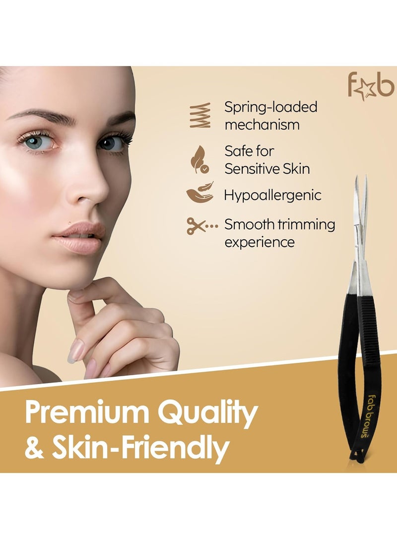Fab Brows Soft Grip brow Trimmers | Brow Scissors for Women and Men | Precise & Sharp | Stainless Steel Tip Beauty Scissors | Eyebrow Grooming & Shaping | Brow Care | Eyelashes, Beard, & Nose Hair Trimmer  - Image 4
