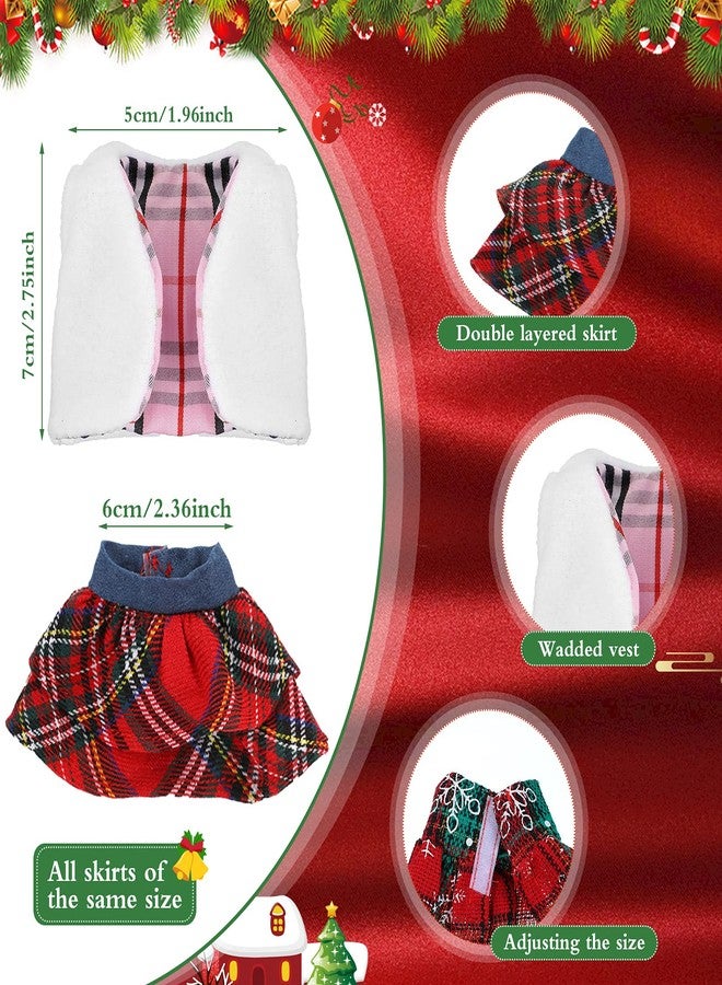 Zhanmai 11 Pieces Christmas Doll Clothes Clothing Christmas Accessory Set for Doll Include Plaid Skirt Dress Fluffy Vest Xmas Nightgown Sleeping Bag Sock - Image 3