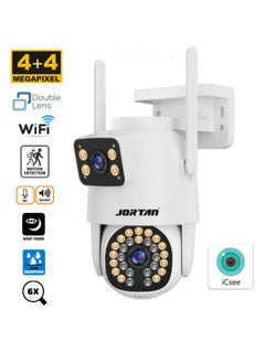 جورتان كاميرا Jortan 4MP مزدوجة العدسات WIFI PTZ، مراقبة مزدوجة، رؤية ليلية بالألوان الكاملة، التحدث في اتجاهين، كشف الحركة، مقاومة للماء IP66، تحكم PTZ، كاميرا مراقبة 24/7، 