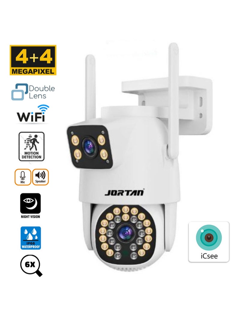 جورتان - كاميرا Jortan 4MP مزدوجة العدسات WIFI PTZ، مراقبة مزدوجة، رؤية ليلية بالألوان الكاملة، التحدث في اتجاهين، كشف الحركة، مقاومة للماء IP66، تحكم PTZ، كاميرا مراقبة 24/7، - Image 1