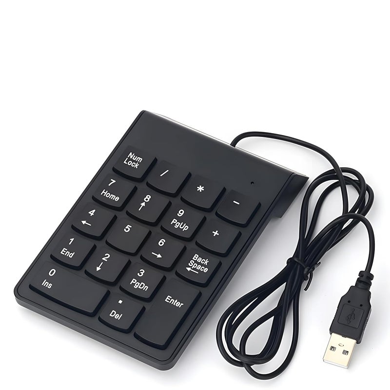 SAVY TECH USB Numeric Keypad – Slim 18-Key Wired Number Pad for Laptop, PC, MacBook, iMac, Mac Pro/Air – Portable External Numpad Keyboard for Data Entry (Black) - Image 1